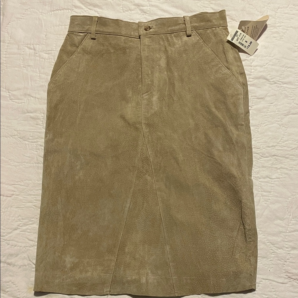 Fairweather's Tan Suede Skirt. NEW